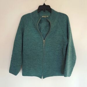 Indigenous "one weave" Med. Zip up wool sweater.